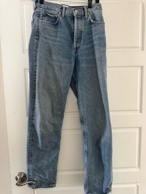 Agolde Two-Tone Light Blue Straight Jeans